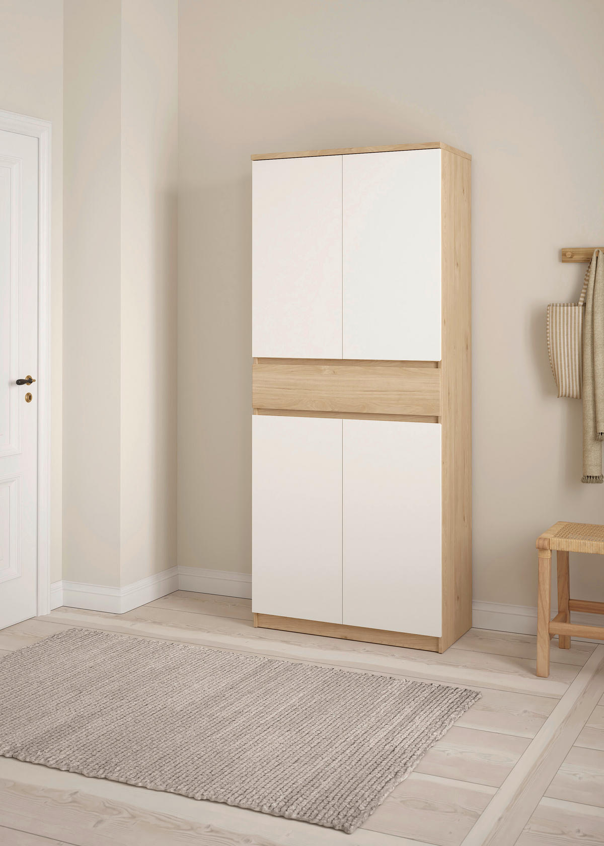 SCHUHSCHRANK Weiß, Eichefarben  - Eichefarben/Weiß, Design, Holzwerkstoff (80,4/191,7/40cm) - Livetastic