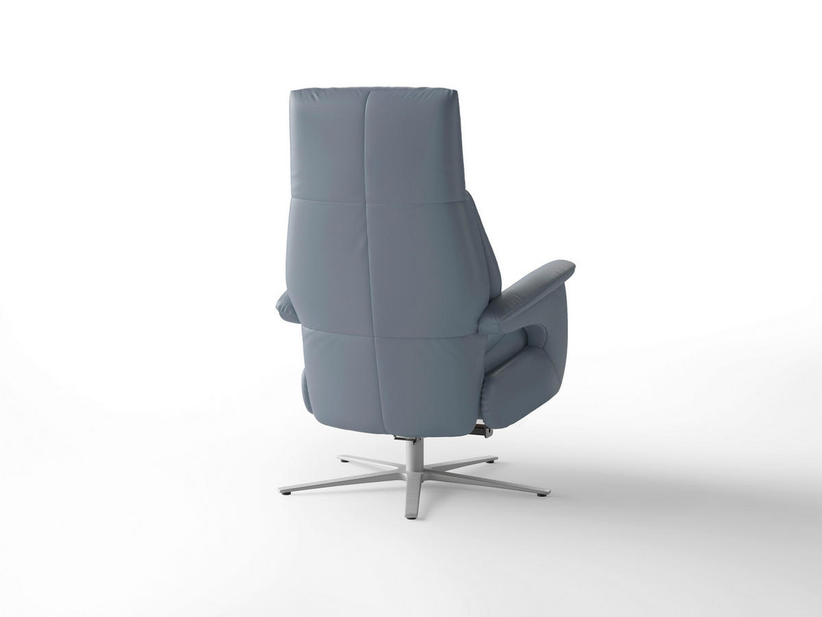 RELAXAČNÍ KŘESLO, kůže, šedomodrá - šedomodrá/barvy stříbra, Basics, kov/kůže (75/110/85cm) - Sit & More