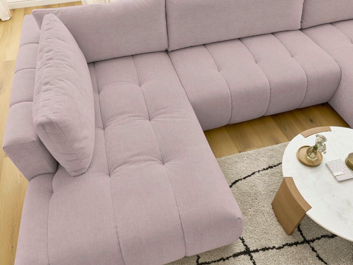 WOHNLANDSCHAFT  FUJI  Pink Leinenoptik  - Pink/Schwarz, MODERN, Kunststoff/Textil (204/377/160cm)