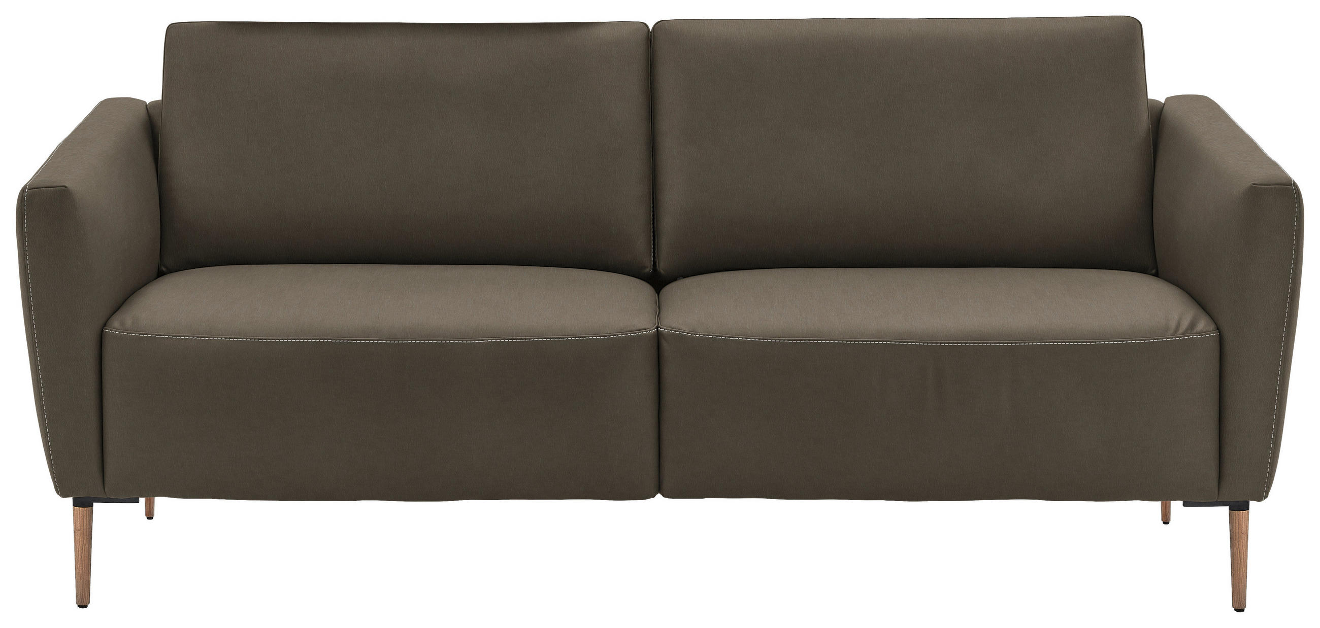 2-SITZER-SOFA  in Echtleder Graubraun   - Eichefarben/Graubraun, Natur, Leder/Holz (207/86/87cm) - Valnatura
