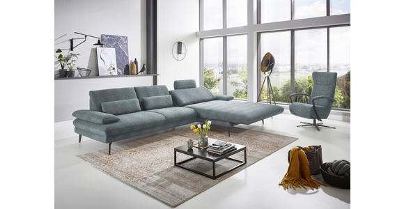 ECKSOFA in Chenille Blaugrau 310/180 cm - Blaugrau/Schwarz, Design, Textil/Metall (310/180cm) - Dieter Knoll