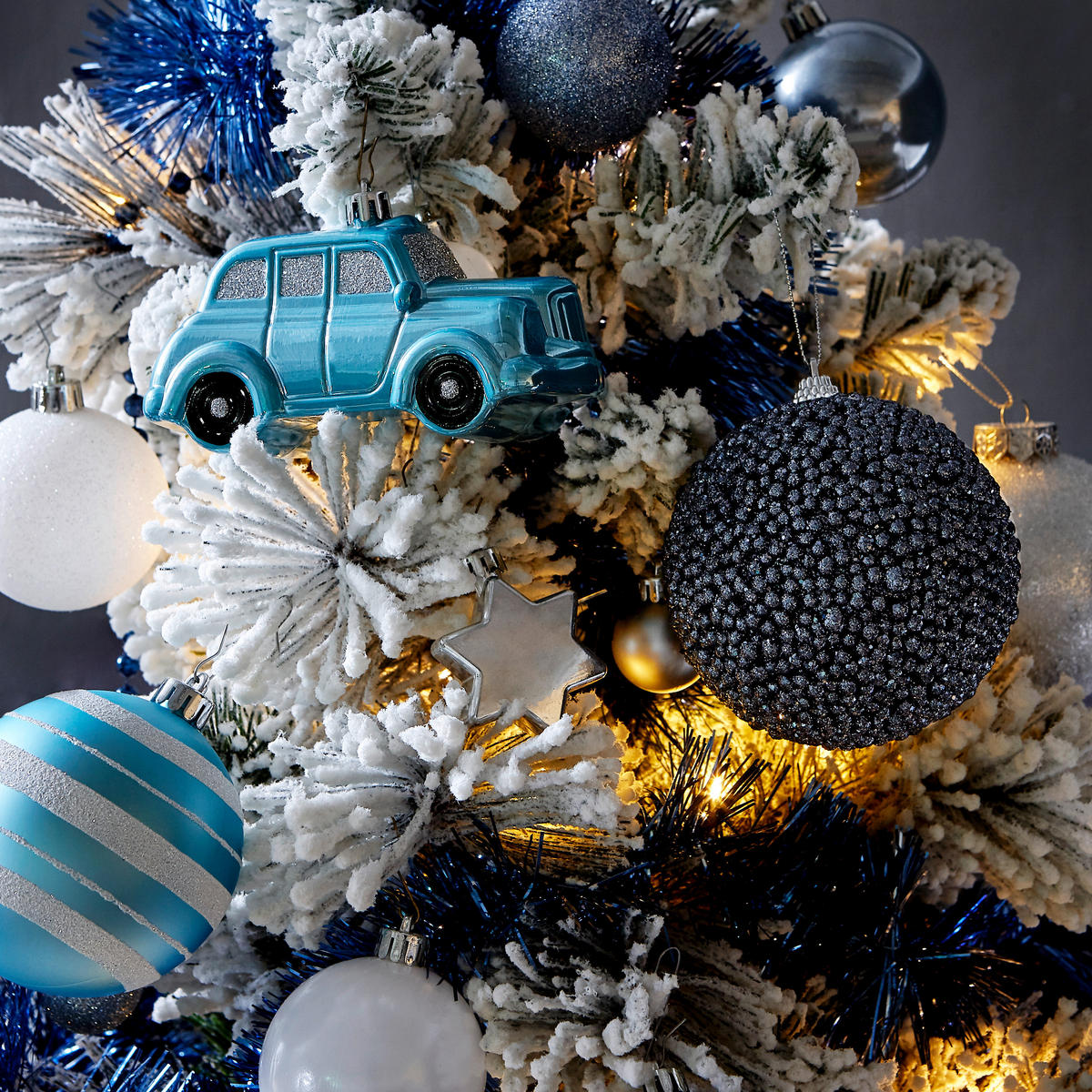 CHRISTBAUMKUGEL-SET 25-teilig  - Blau/Silberfarben, LIFESTYLE, Kunststoff (40,20/33,00/8,50cm)