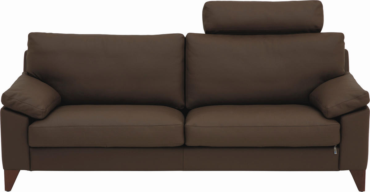 2-SITZER-SOFA in Echtleder Dunkelbraun  - Dunkelbraun/Nussbaumfarben, Design, Leder/Holz (188/84/87cm) - Erpo