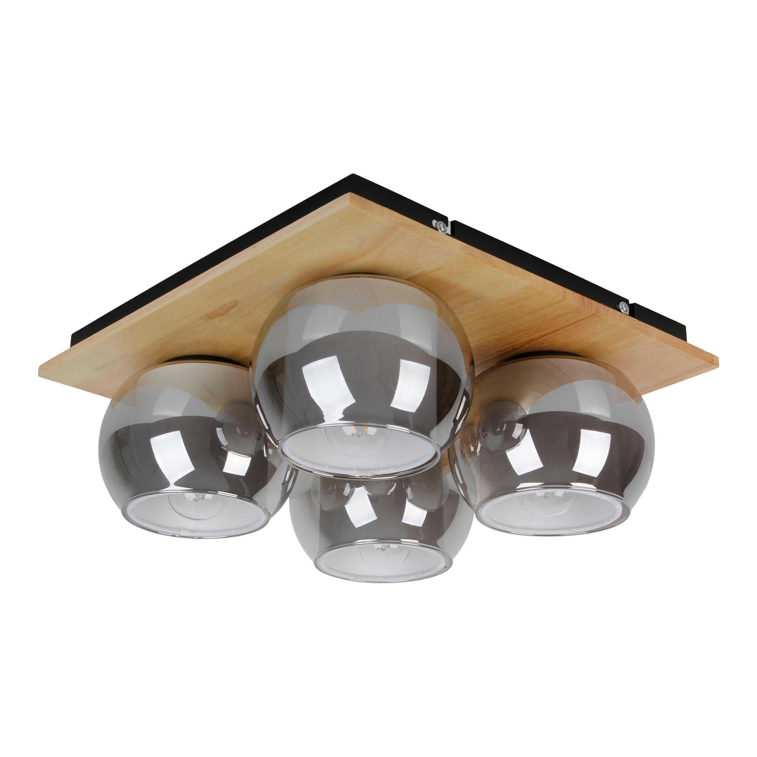 DECKENLEUCHTE TEXAS 36/15 cm   - Schwarz/Naturfarben, Design, Glas/Holz (36/15cm) - Näve