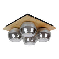 DECKENLEUCHTE TEXAS 36/15 cm   - Schwarz/Naturfarben, Design, Glas/Holz (36/15cm) - Näve