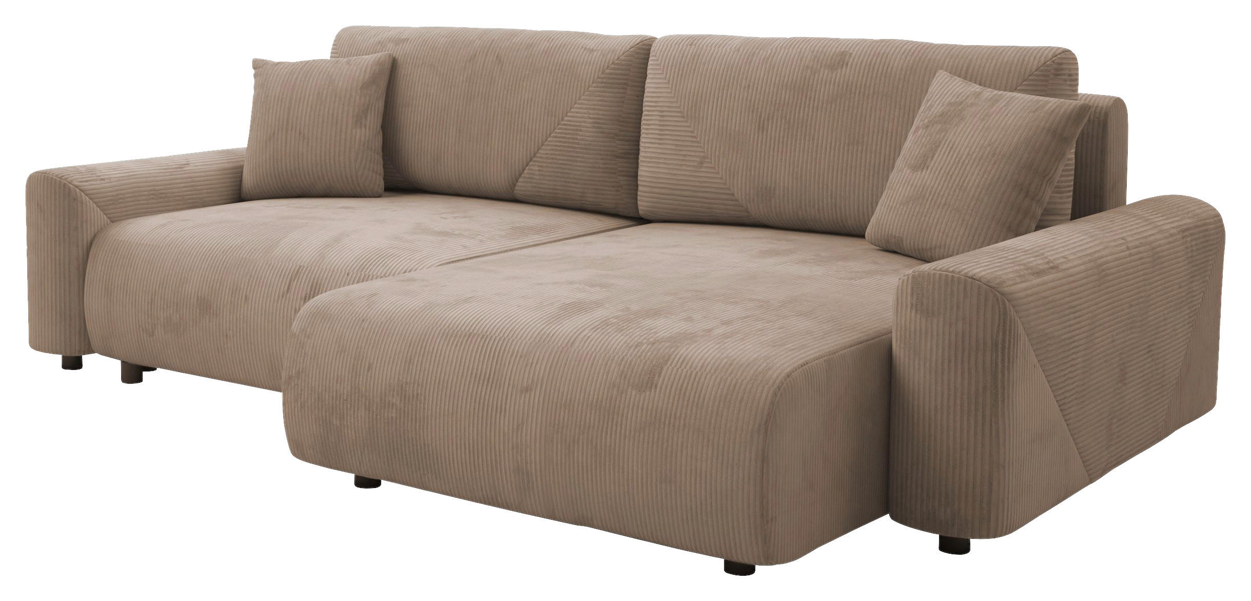Ecksofa inkl. Funktion Braun Cord  - Schwarz/Braun, MODERN, Kunststoff/Textil (238/168cm) - Stylife