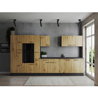 MODULKÖK UTAN VITVAROR 370 cm   i ek Artisan  - svart/grå, Design, metall/trämaterial (370cm) - Respekta