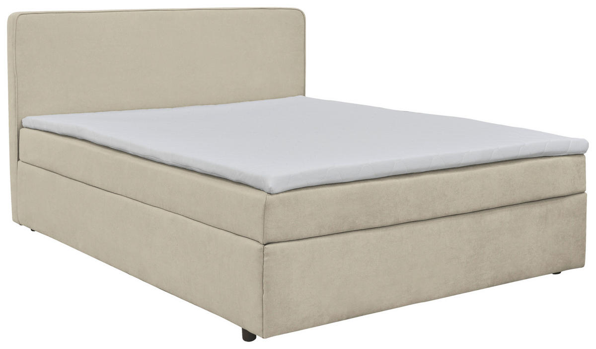 Pat Tip Boxspring Fără Arcuri, 180/200 cm, bej - bej/culoare natur, Modern, plastic/lemn (180/200cm) - MID.YOU