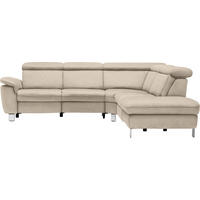 ECKSOFA Flachgewebe, Mikrofaser Beige  - Beige/Alufarben, Design, Textil/Metall (271/239cm) - Cantus