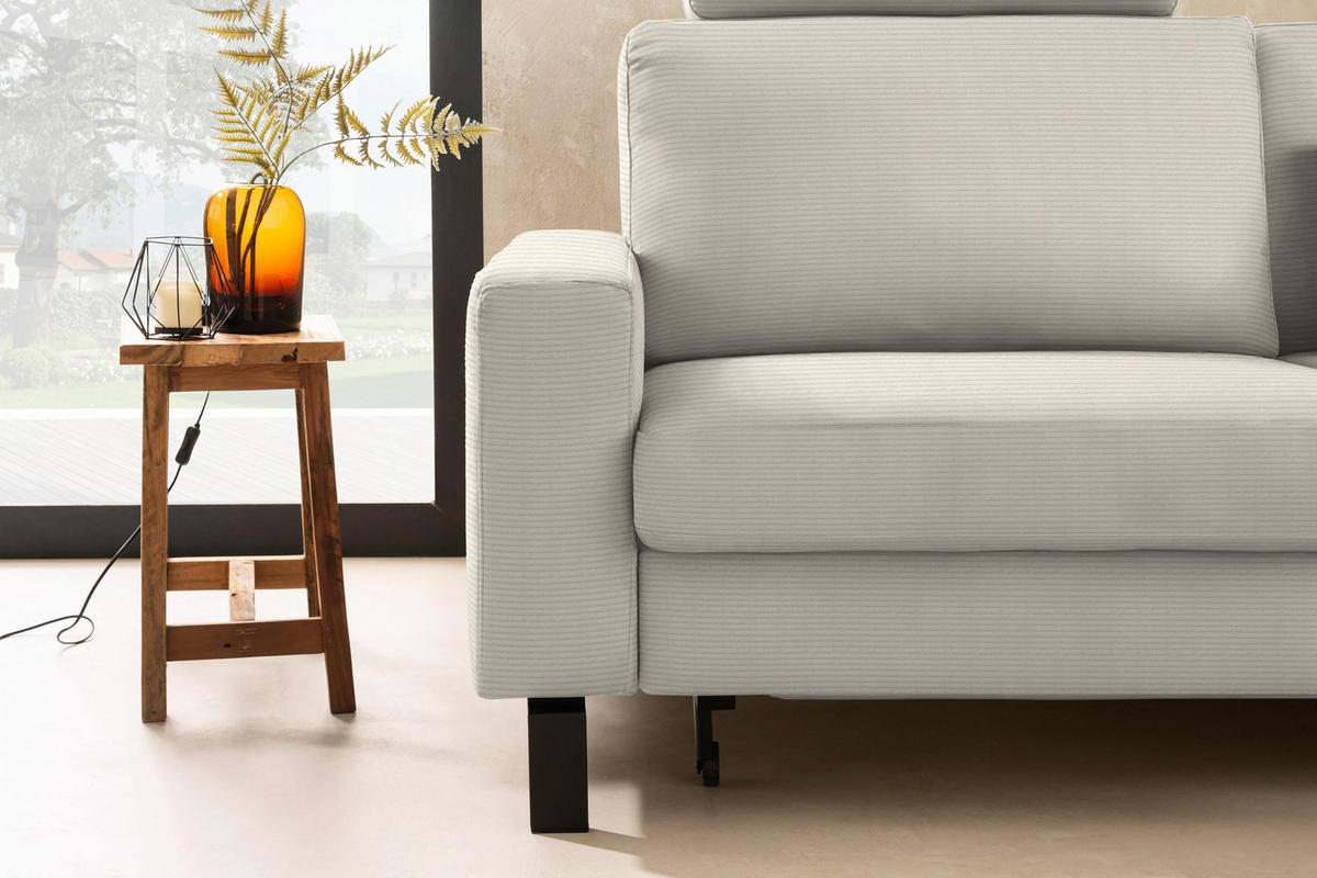 ECKSOFA Cord Naturfarben  - Schwarz/Naturfarben, Design, Textil/Metall (298/185cm) - Pure Home Lifestyle