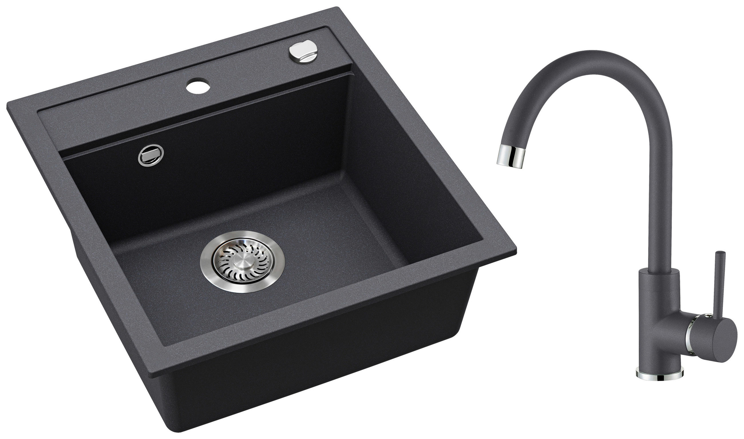 SPÜLENSET MILA  - Graphitfarben, Basics, Stein/Metall (49/20/51cm) - Visiona
