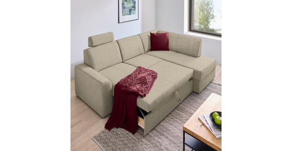 ECKSOFA  in Webstoff Beige  224/165 cm  - Beige/Schwarz, KONVENTIONELL, Kunststoff/Textil (224/165cm) - Xora
