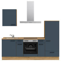 KÜCHENLEERBLOCK 240 cm   in Blau, Eichefarben  - Blau/Eichefarben, MODERN, Holzwerkstoff/Metall (240cm) - Nobilia