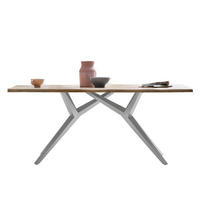 ESSTISCH 180/100/73 cm Echtholz  Holz, Metall rechteckig Naturfarben, Silberfarben  - Silberfarben/Naturfarben, MODERN, Holz/Metall (180/100/73cm) - MID.YOU