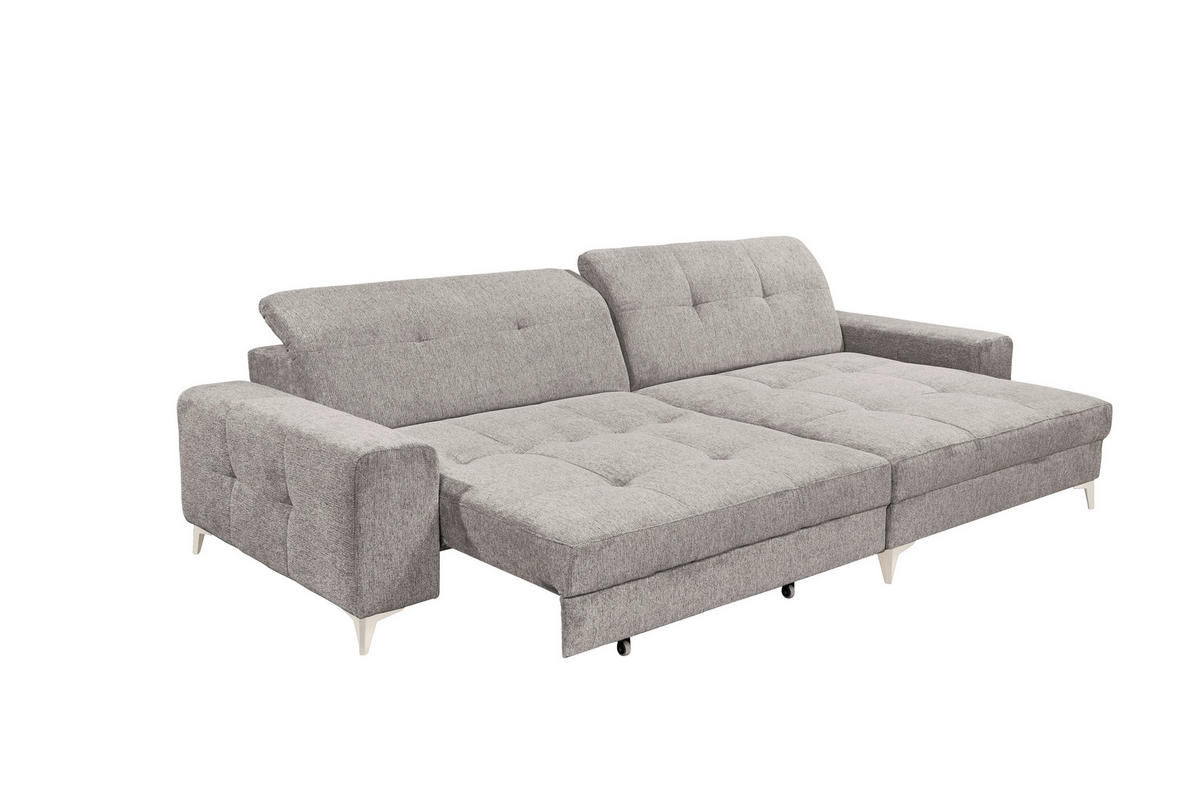 ECKSOFA SORELLA in Mikrovelours Taupe Kopfteilverstellung, Sitztiefenverstellung  328/182 cm  - Taupe/Kaschmir, Design, Kunststoff/Textil (328/182cm) - MID.YOU