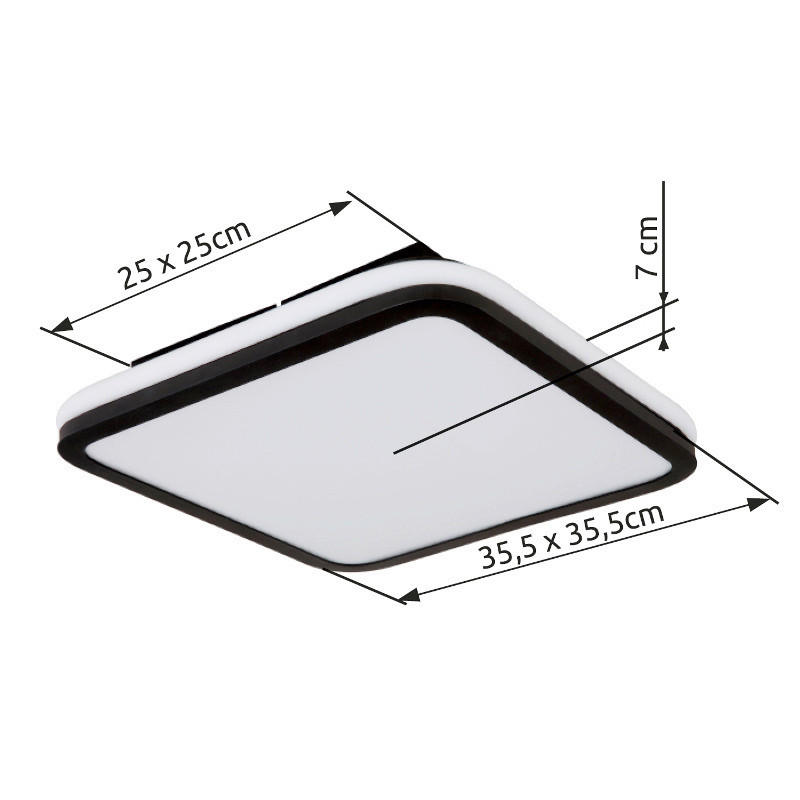 STROPNA LED-SVETILKA  JAXXI ///230 V/ - črna/opal, Basics, kovina/umetna masa (35,5/35,5/7cm)