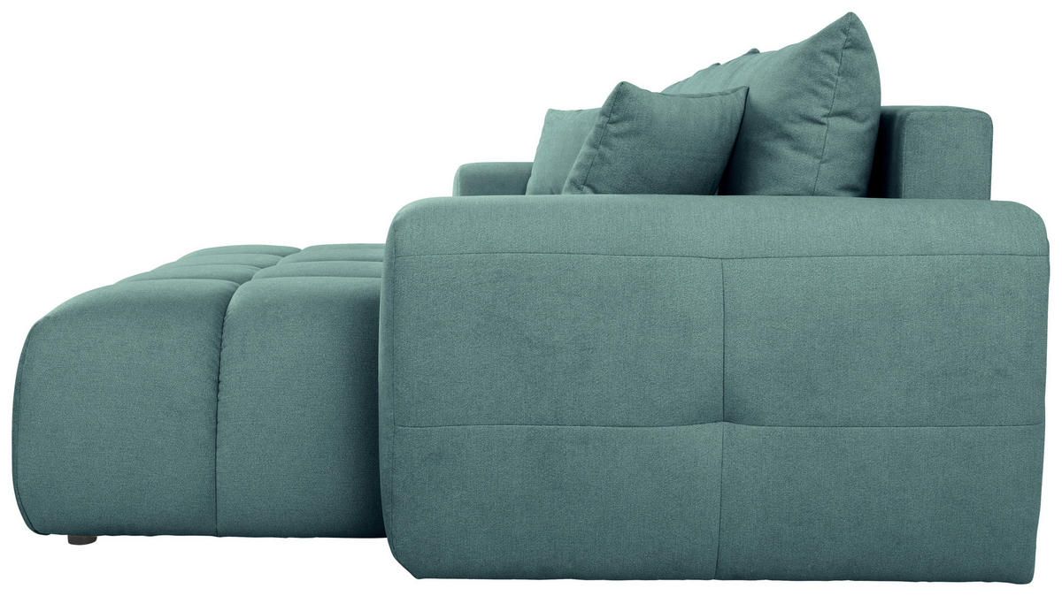 ECKSOFA in Velours Petrol  - Petrol/Schwarz, Konventionell, Kunststoff/Textil (298/168cm) - Carryhome