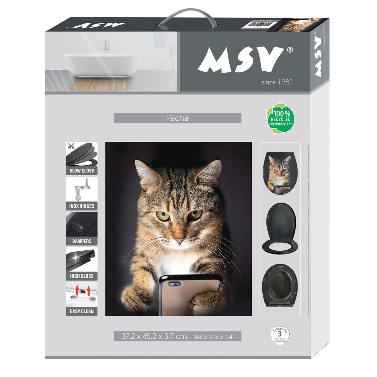WC-SITZ - Schwarz, Basics, Kunststoff (45.5/4/37.2cm) - MSV