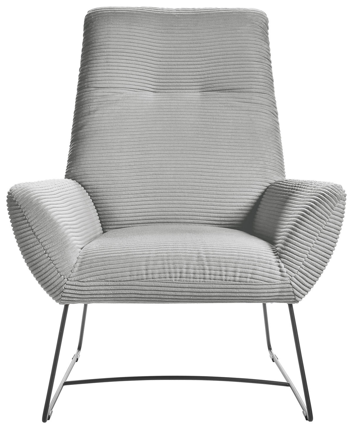 SESSEL in Cord Grau  - Schwarz/Grau, Design, Textil/Metall (82/102/81cm) - Hom`in