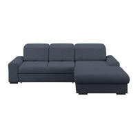 ECKSOFA Blau Chenille Rücken echt, Kopfteilverstellung  - Blau/Schwarz, KONVENTIONELL, Holz/Textil (286/203cm) - MID.YOU