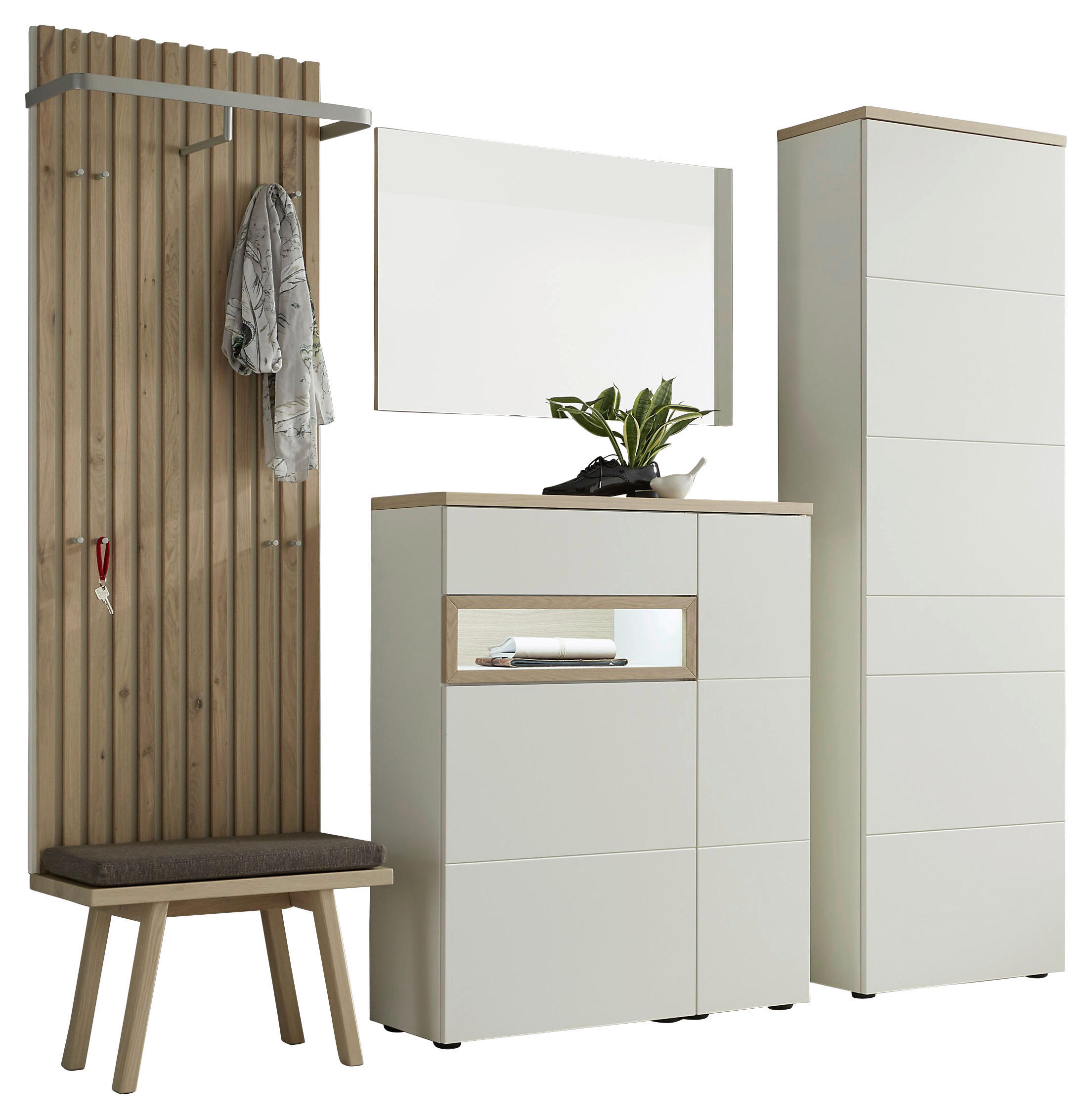 GARDEROBE  in 260/203/35 cm  - Eichefarben/Weiß, Design, Holz/Holzwerkstoff (260/203/35cm) - Sudbrock
