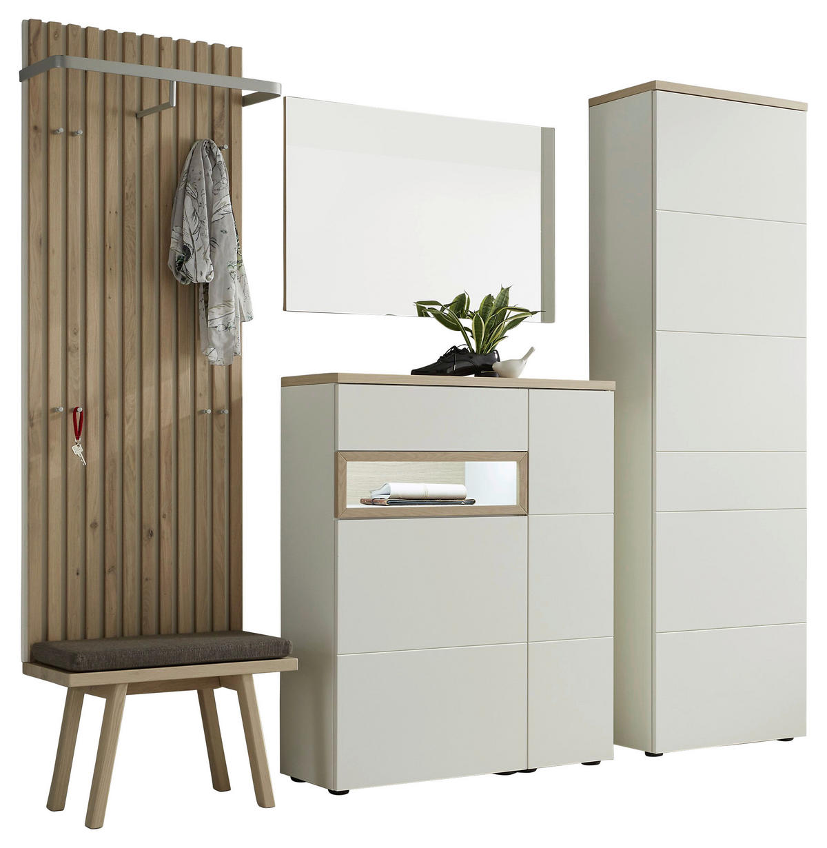 GARDEROBE  in 260/203/35 cm  - Eichefarben/Weiß, Design, Holz/Holzwerkstoff (260/203/35cm) - Sudbrock