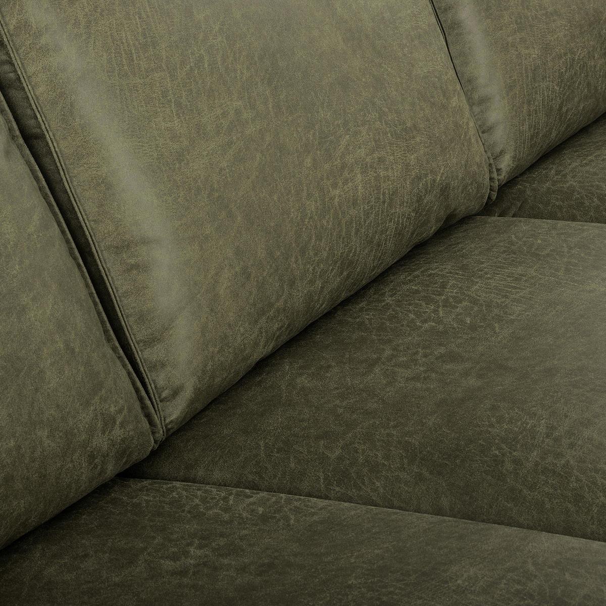 ECKSOFA Grün Echtleder Lederlook Rücken echt  - Grün, Design, Leder/Textil (166/238cm) - Livetastic