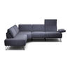 ECKSOFA in Chenille Blau  193/256 cm  - Blau/Schwarz, Design, Textil/Metall (193/256cm) - SENSOO