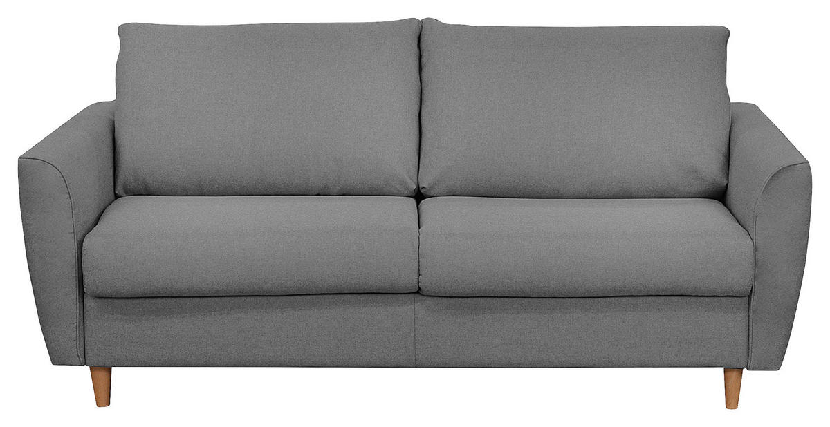 SCHLAFSOFA Flachgewebe Dunkelgrau  - Dunkelgrau/Buchefarben, Design, Holz/Textil (195/90/102cm) - Livetastic