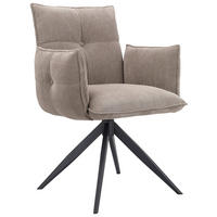 ARMLEHNSTUHL  Sitzfläche 360° drehbar, Stoffauswahl Cord  Schwarz, Taupe  - Taupe/Schwarz, Design, Textil/Metall (63,5/85/63,5cm) - Novel