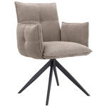 ARMLEHNSTUHL  Sitzfläche 360° drehbar, Stoffauswahl Cord  Schwarz, Taupe  - Taupe/Schwarz, Design, Textil/Metall (63,5/85/63,5cm) - Novel