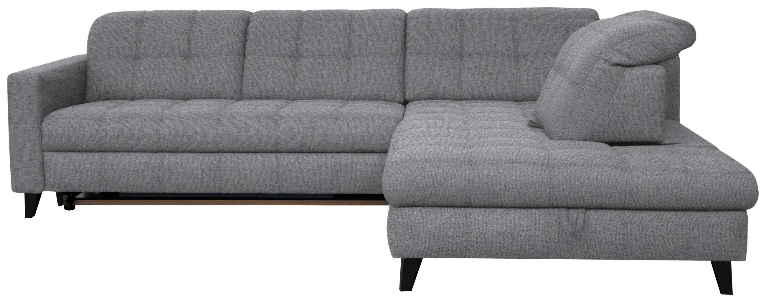 ECKSOFA in Webstoff Grau  - Schwarz/Grau, Design, Holz/Textil (297/216cm) - Xora