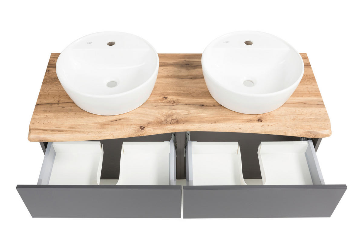 WASCHTISCHKOMBI 121 cm  - Graphitfarben/Weiß, Natur, Keramik/Holzwerkstoff (121cm) - Xora
