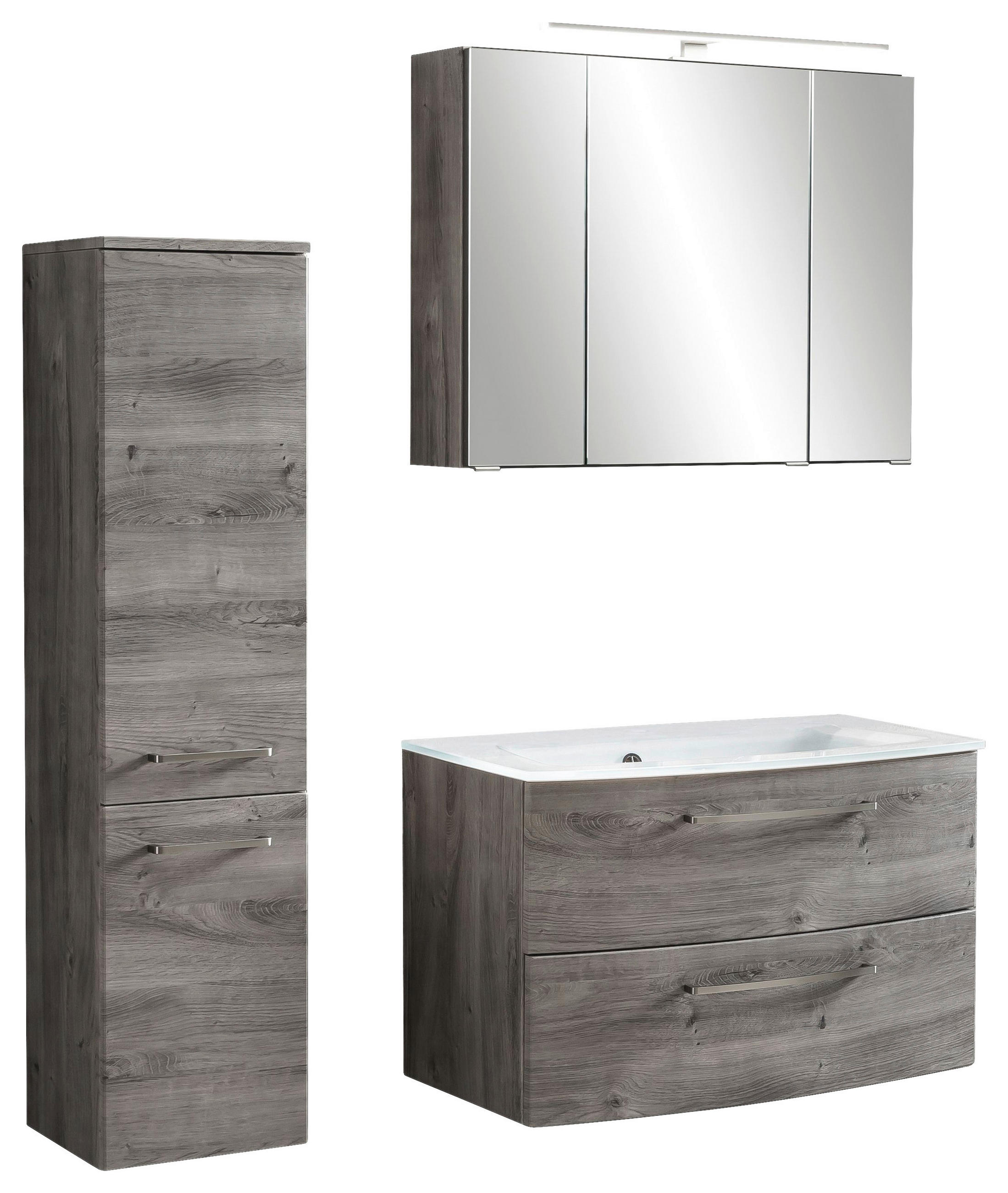 BADEZIMMER in 110 cm - Eichefarben/Weiß, KONVENTIONELL, Glas/Holzwerkstoff (110cm) - Held