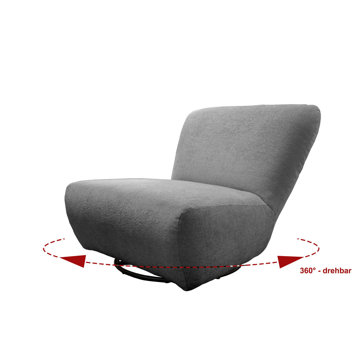 XXL-SESSEL in Mikrofaser Grau  - Schwarz/Grau, Trend, Textil/Metall (95/77/94cm) - Livetastic