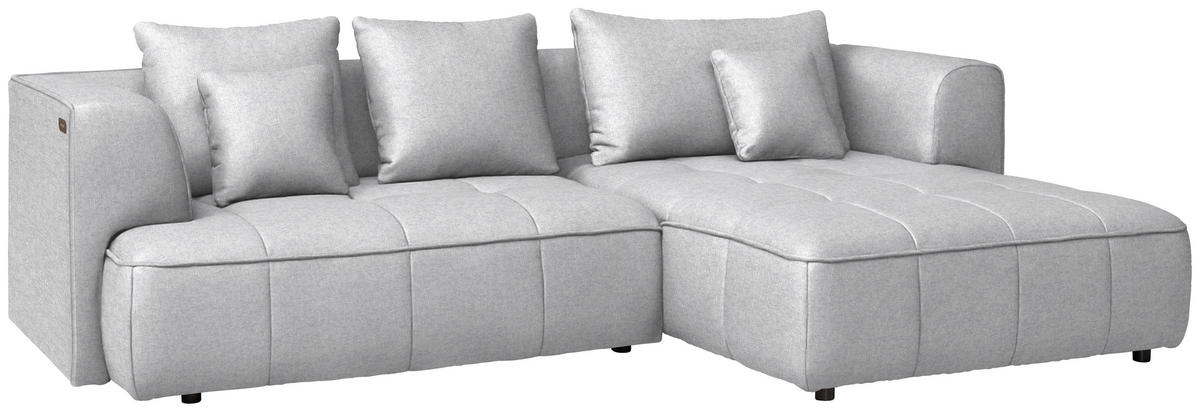 ECKSOFA  in Webstoff Grauweiß Zierkissen, Rückenkissen, Sitzvorzug  288/188 cm  - Grauweiß/Schwarz, Design, Kunststoff/Textil (288/188cm) - Welnova