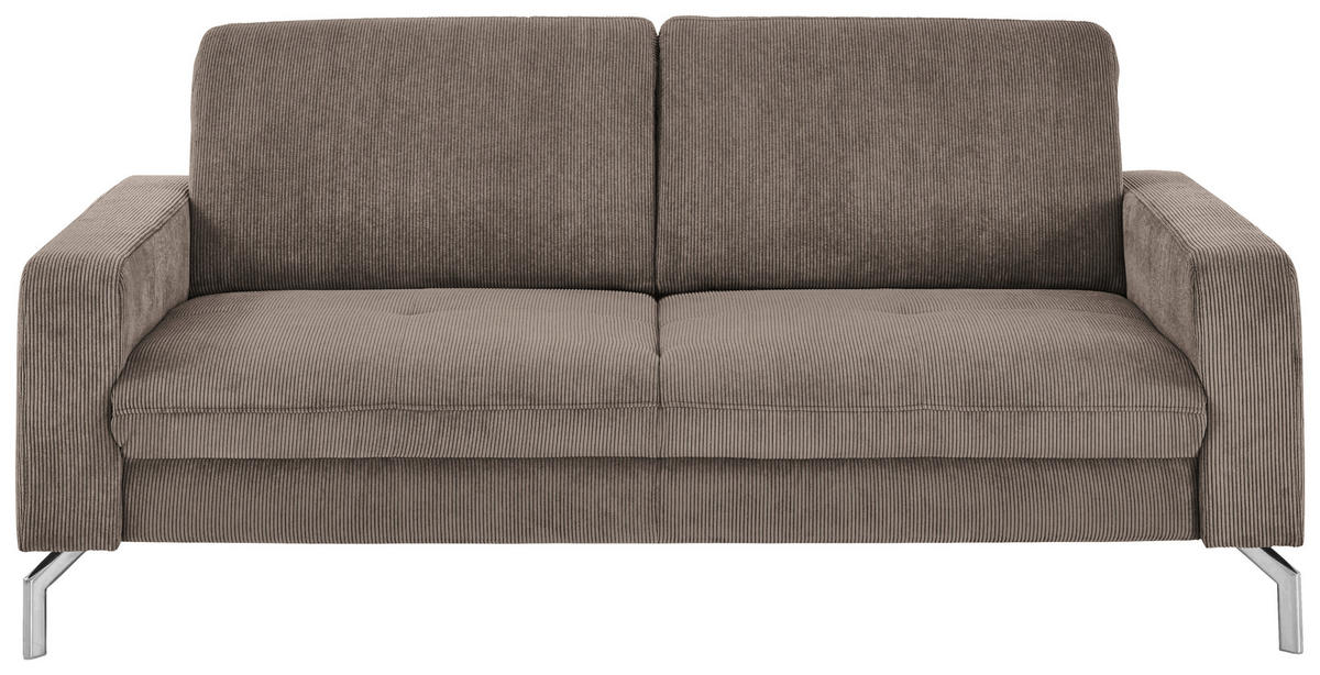 3-SITZER-SOFA Feincord Taupe  - Taupe/Chromfarben, Design, Textil/Metall (194/87/105cm) - Beldomo Style