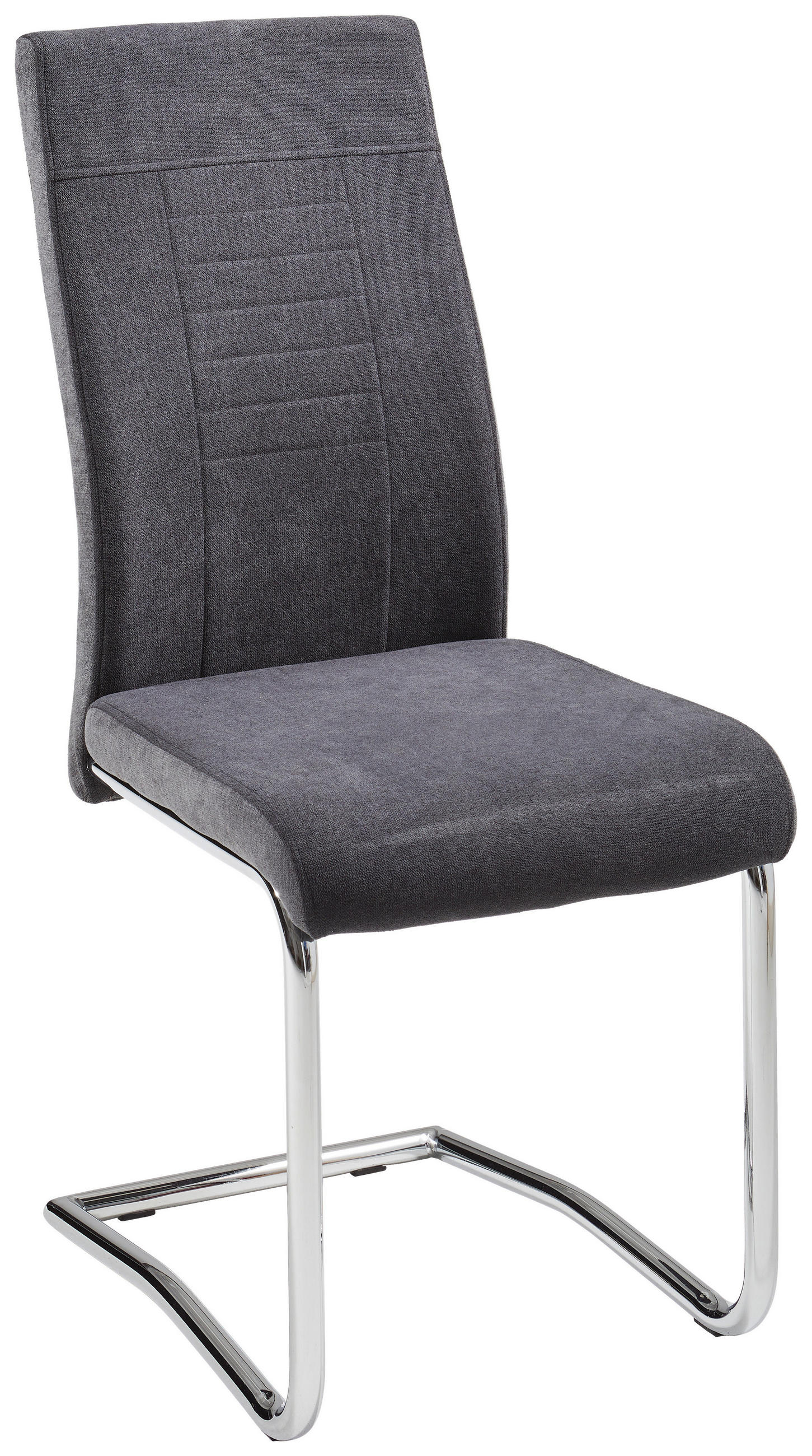 Schwingstuhl in Metall, Textil Anthrazit, Grau, Chromfarben