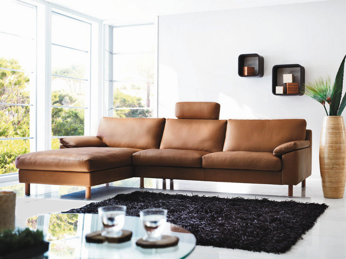 ECKSOFA  in Echtleder Braun  293/165 cm  - Buchefarben/Braun, KONVENTIONELL, Leder/Holz (293/165cm) - Erpo