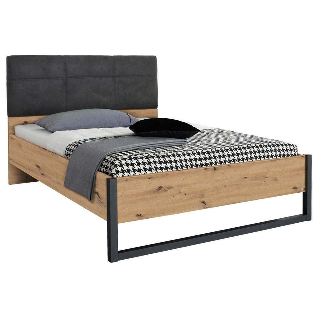 Thumbnail - Rauch Möbel Bett, Anthrazit, Graphit, Eiche Artisan, Textil, 140x200 cm, Blauer Engel, BQ - Bündnis für Qualität, Made i...