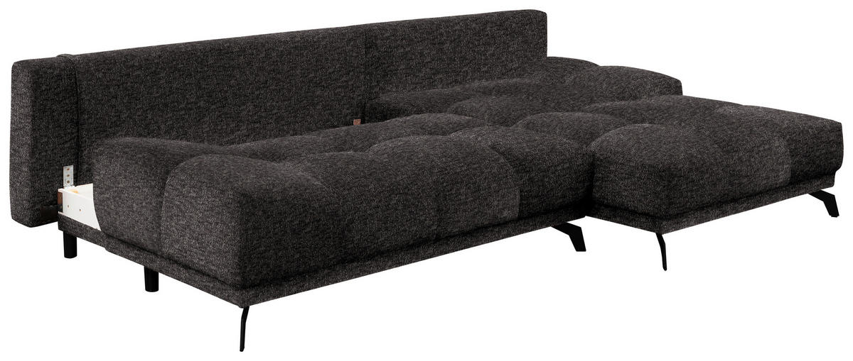 ECKSOFA in Chenille Anthrazit  - Anthrazit/Schwarz, Modern, Textil/Metall (290/182cm) - Hom`in