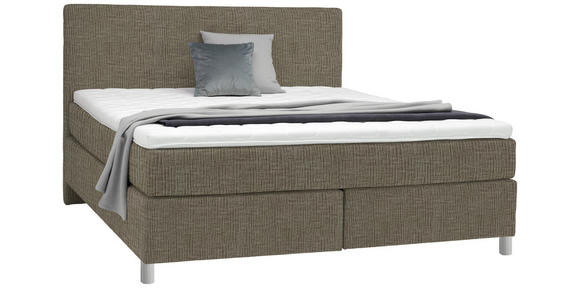 BOXSPRINGBETT 180/200 cm in Hellbraun - Chromfarben/Hellbraun, KONVENTIONELL, Kunststoff/Textil (180/200cm) - Voleo