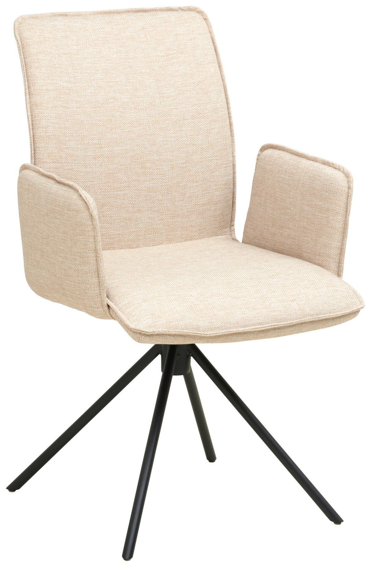 ARMLEHNSTUHL  Lederauswahl, Stoffauswahl, Typenauswahl, inklusive Armlehnen, Sitzfläche 180° drehbar Struktur  - Elfenbein/Schwarz, Design, Textil/Metall (57/90/64cm) - Cassando