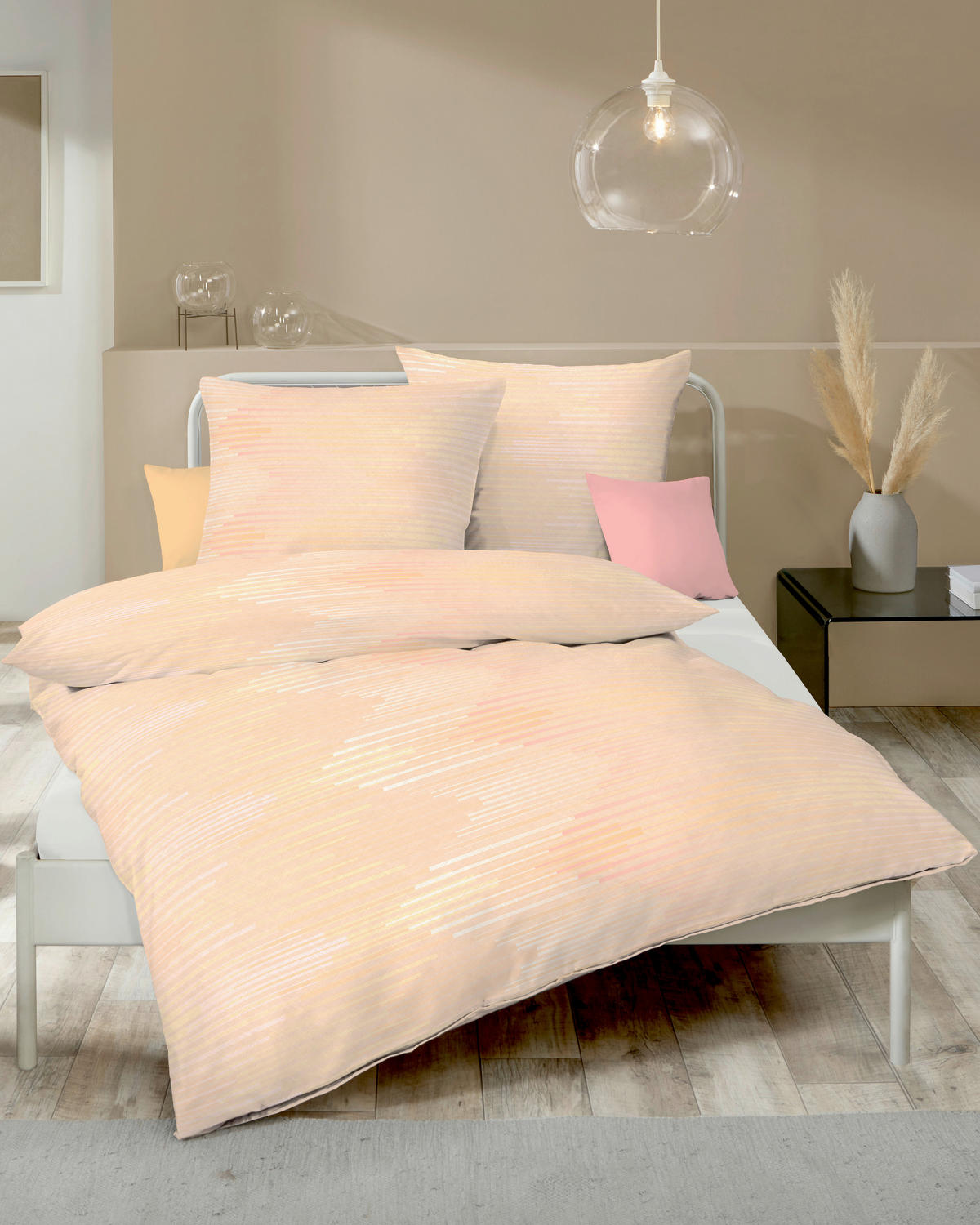 BETTWÄSCHE A328 Ikat Allover Makosatin 155/220 cm  - Aprikose, Design, Textil (155/220cm) - Kaeppel
