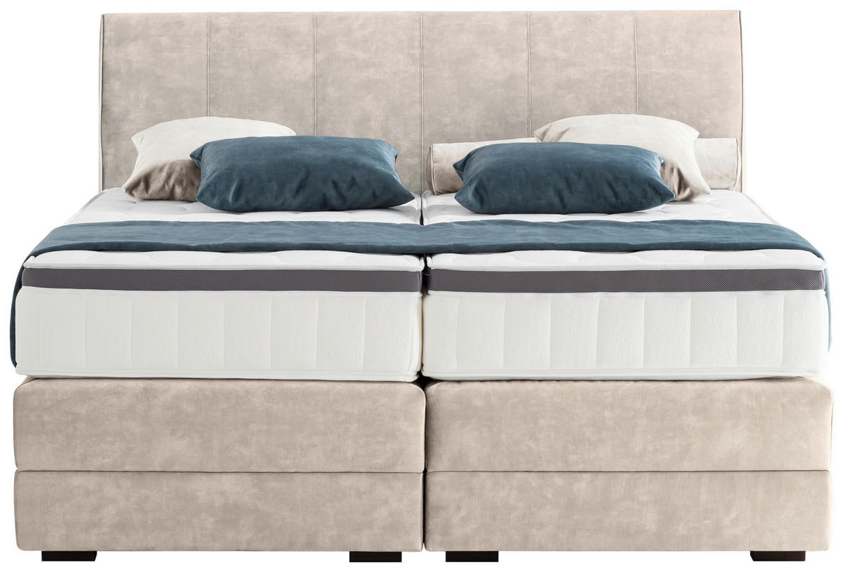 BOXSPRINGBETT 180/200 cm  in Greige  - Wengefarben/Greige, Konventionell, Holz/Textil (180/200cm) - Novel