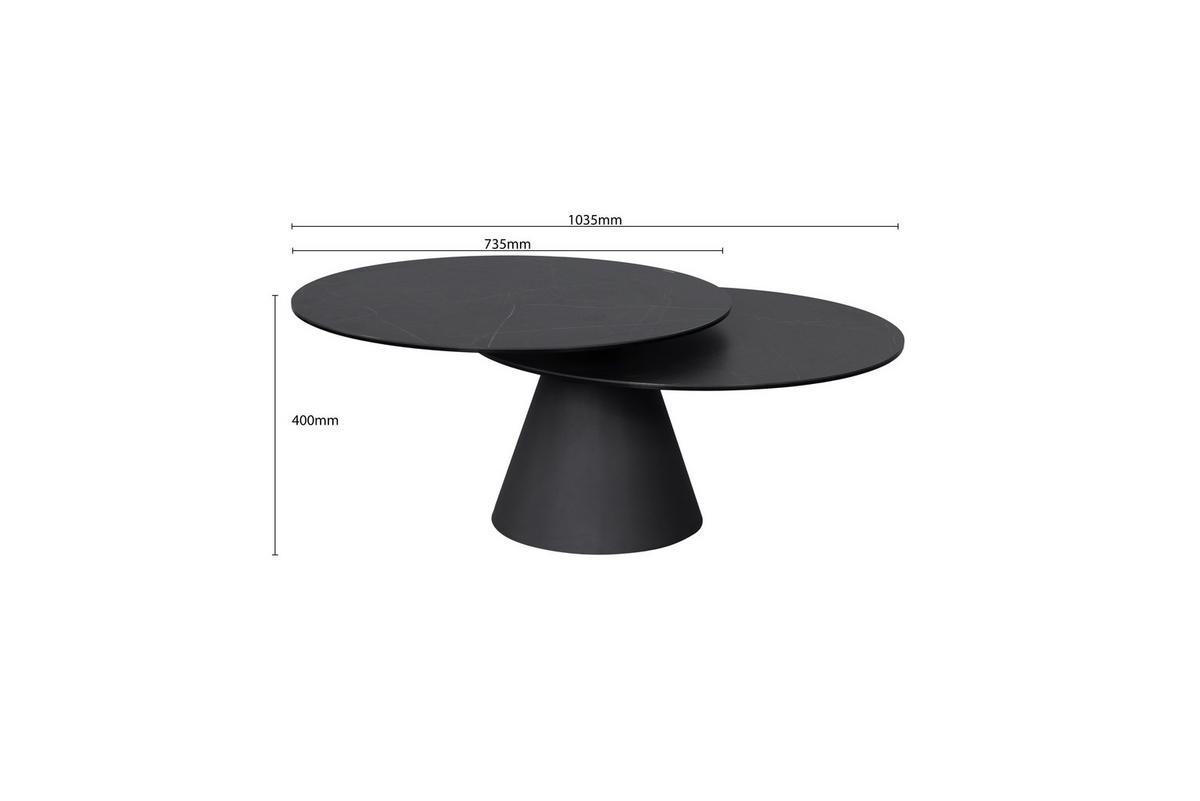 COUCHTISCH ESG 73,5-103,5/73,5/40 cm rund Anthrazit, Schwarz  - Anthrazit/Schwarz, Design, Glas/Keramik (73,5-103,5/73,5/40cm) - Dieter Knoll