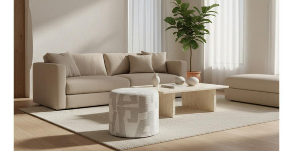 HOCKER Jacquard Weiß  - Weiß, LIFESTYLE, Textil (45/40/45cm) - Xora