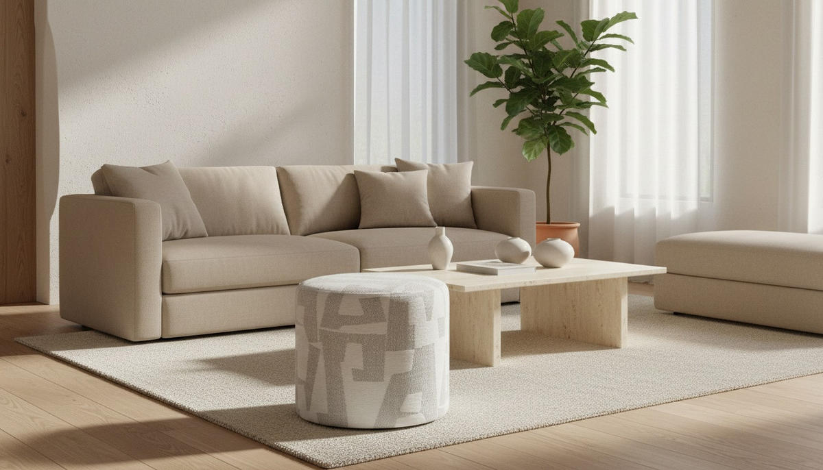 HOCKER Jacquard Weiß  - Weiß, LIFESTYLE, Textil (45/40/45cm) - Xora