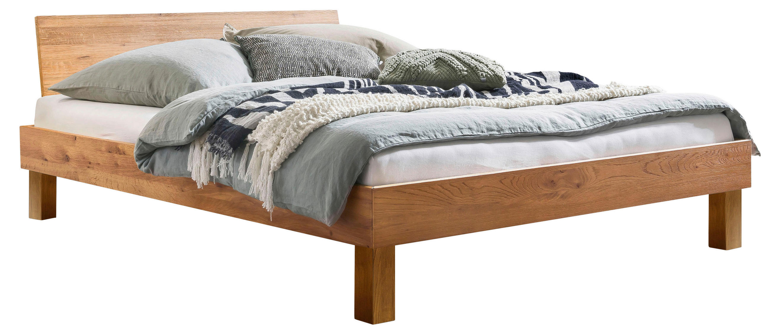 BETT 200/200 cm,  in Wildeiche,  - Wildeiche/Eichefarben, Natur, Holz (200/200cm) - Hasena