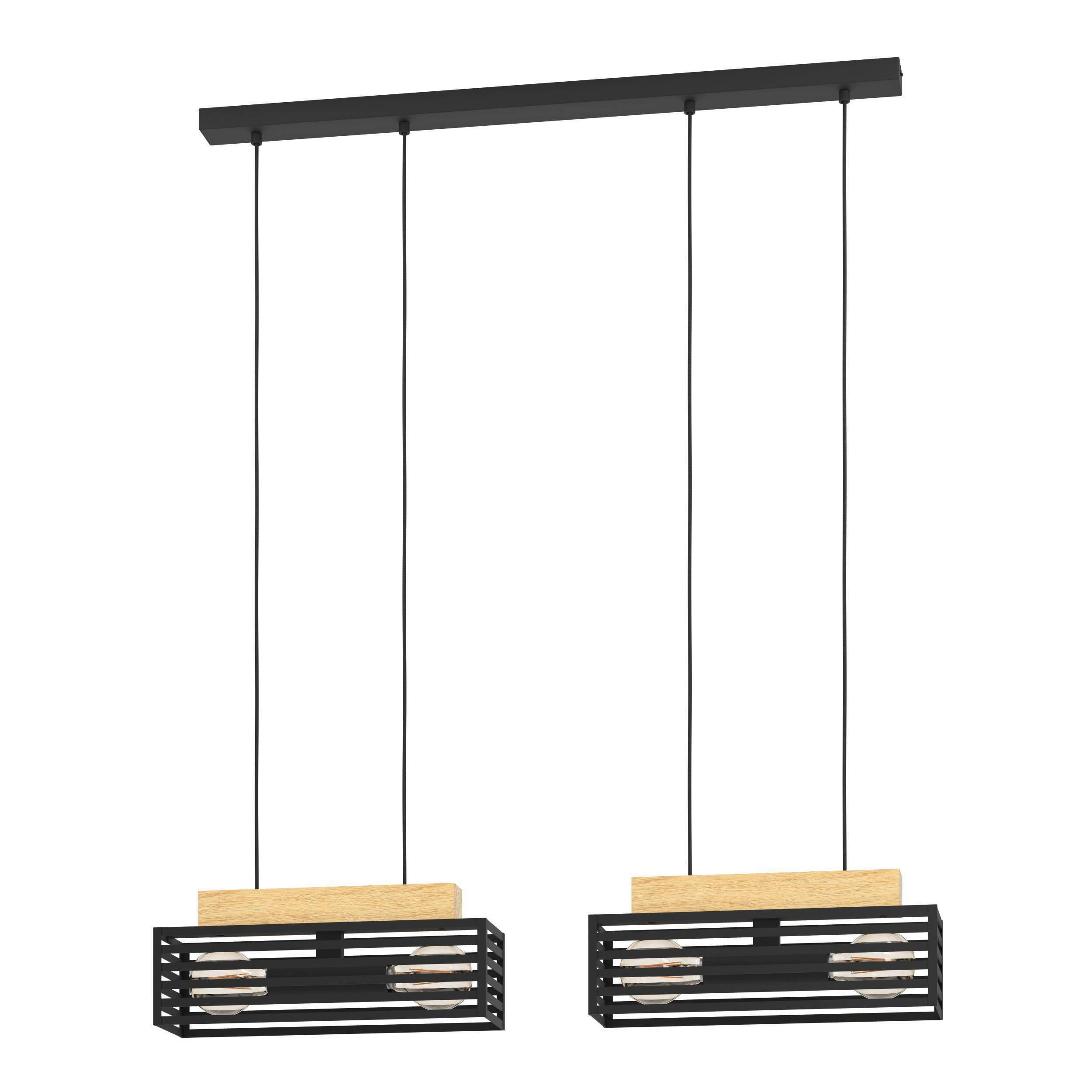 HÄNGELEUCHTE 83/20/150 cm  - Schwarz/Braun, Natur, Holz/Metall (83/20/150cm) - Eglo